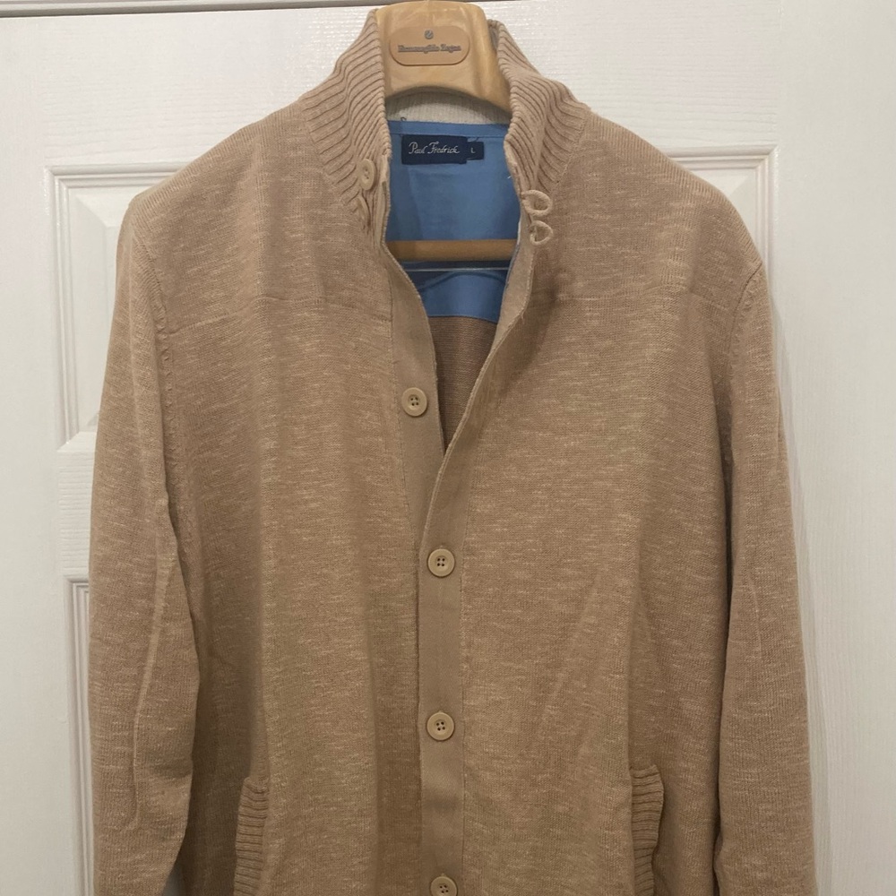 Paul Fredrick Tan Lightweight Cardigan